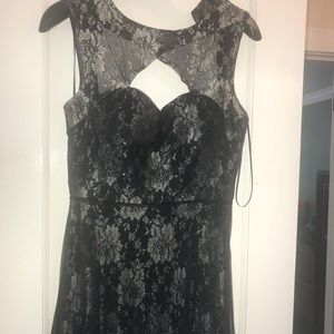 Max & Cleo black and silver lace maxi dress